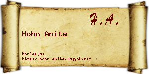 Hohn Anita névjegykártya